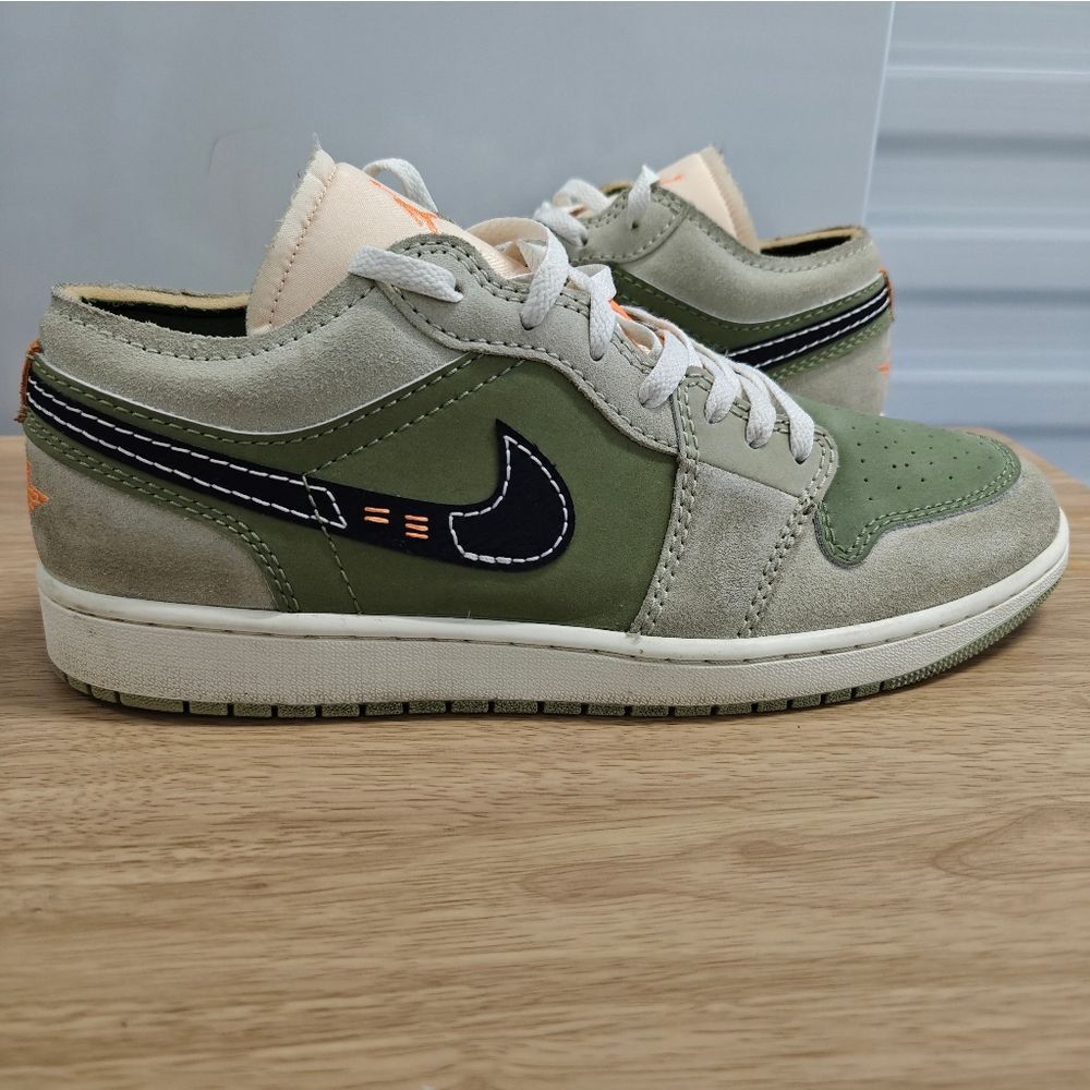 Jordan Low Top Athletic Shoes Green Black Cream